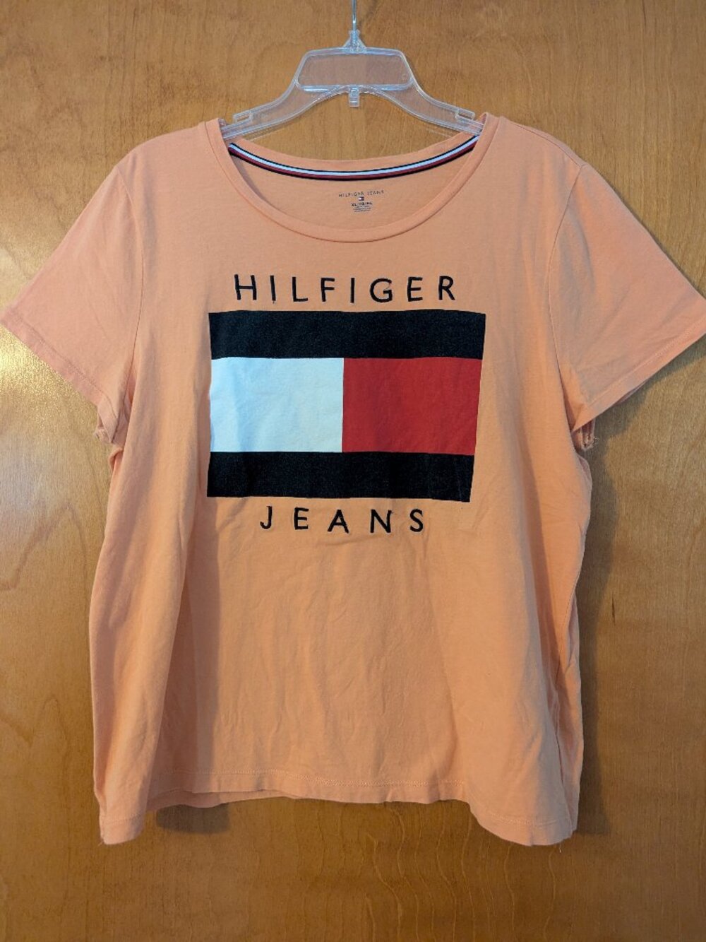 Tommy Hilfiger Jeans Orange Cotton T-Shirt | Size XL